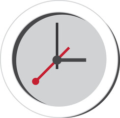 A simple black and white wall Clock icon flat vector illustration.