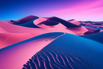 Fototapete Rund Light pink sand dunes contrast with a deep blue sky. Sky contrasts against a backdrop of sand dunes in the desert, with Minimal abstract background, generative ai © mizan