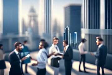 Fototapeta premium business people in front of a building - Generate AI