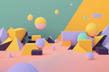 Formas abstracta, ambiente minimalista con formas abstractas y colores pastel, creado con IA generativa
