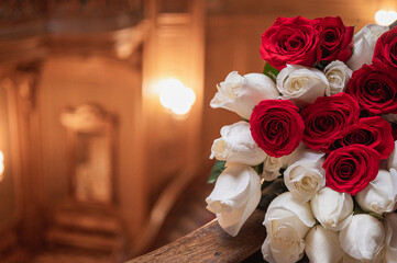 wedding bouquet with roses Close up view