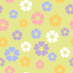Groovy 60s seamless pattern. Retro colorful fashion print. Vintage 70s textile design. Geometric floral vector illustration