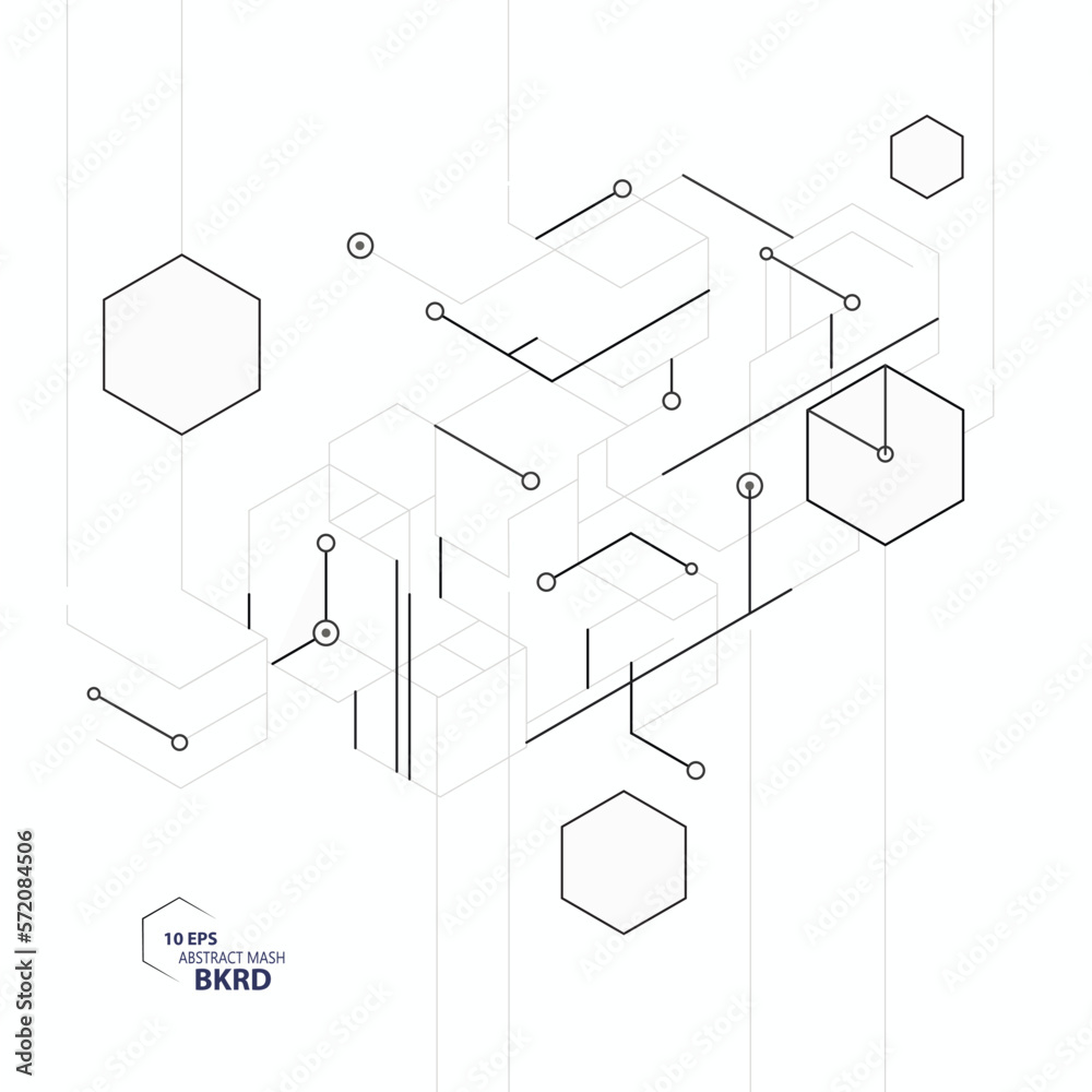 Poster Vector abstract hexagon background. Connect abstract shapes design
