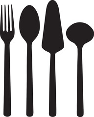 Fototapeta premium Cutlery vector. Cutlery set icon flat design. Knife, fork, spoon silhouette. Service