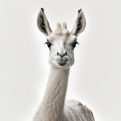 Lama auf wei&szlig;em Hintergrund isoliert (erstellt durch KI-Tool)