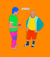 Dad and son talking with speech bubble (1)