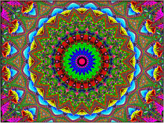 Abstract, Mandala Style Circular design, with Intricate Patterns, and Shapes, 3d, within a Border