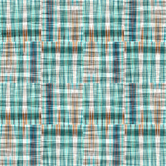 Teal rustic coastal beach house check fabric tile. Seamless sailor flannel textile gingham repeat swatch.