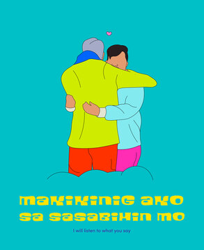 Makikinig ako sa sasabihin mo (I will listen to what you say) - two people hugging