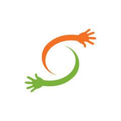 Hand symbol community care logo vector illustration