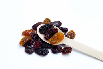 Dried grape on white background.