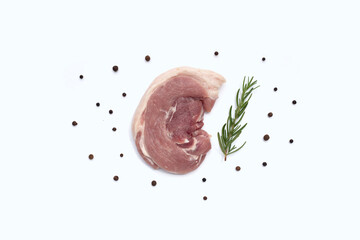 Pork meat on white background.