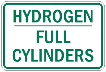 Hydrogen chemical warning sign and labels full cylinders