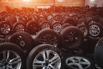 car tires in automobile store