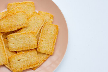 Cheese crispies on whitebackground.