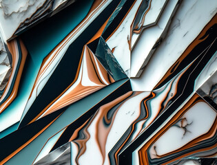 Unique abstract marble pattern with contrasting colors and sharp lines. The intricate and bold design adds a sense of depth and texture, while the contrasting colors create a striking visual contrast.