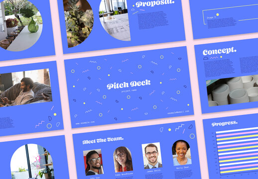 Blue Pitch Deck with Shapes