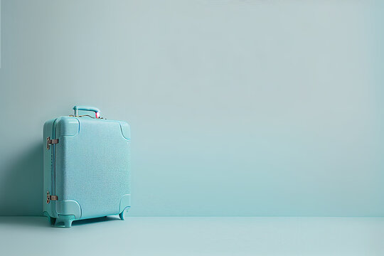 Blue Suitcase Travel Background Illustration with Create Using Generative AI Technology