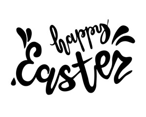 Fototapeta na wymiar Happy Easter lettering for greeting card. Vector vintage letterpress effect, handdraw doodle.