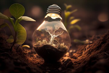 Green Energy and a Bright Future: A Light Bulb in Soil - New Ideas for Sustainable Solutions. Generative AI