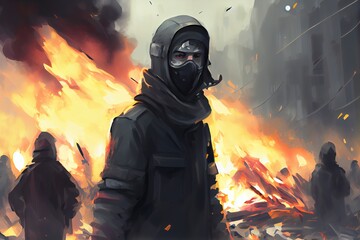 January 6 rioter: illustration. Generative AI - obrazy, fototapety, plakaty