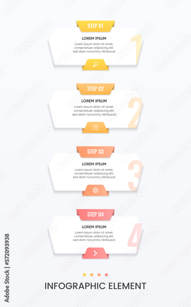 Wall mural infographic design vertical template. Modern and colorful step by step design.