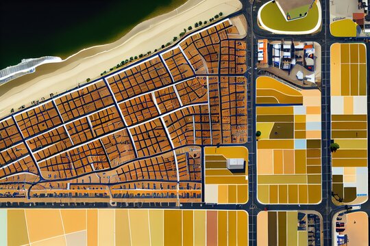 Urbanisme et territoire - plan cadastral avec limites de parcelles dun centre ville dune m&Atilde;&copy;tropole. Generative AI
