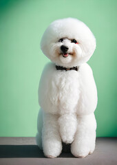 Portrait of beautiful White bichon maltese dog breeds.Generative AI
