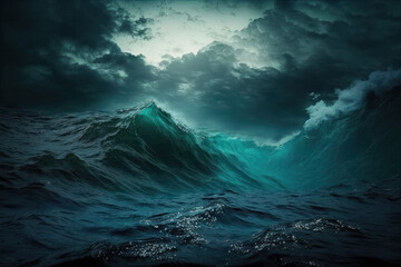 Fototapeta na wymiar storm over the sea created with Generative AI technology