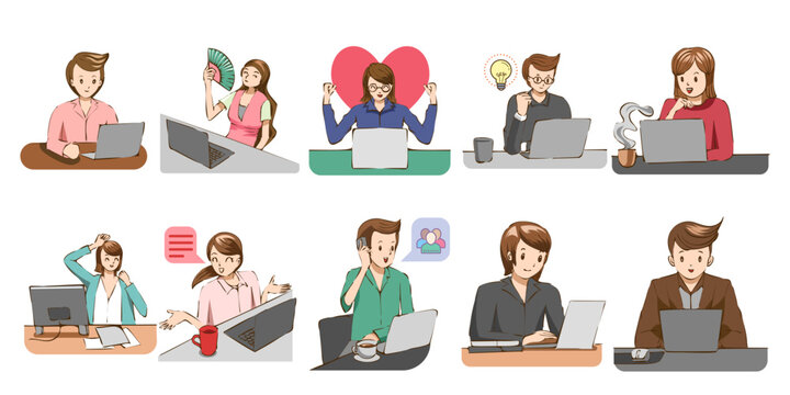 Office worker vector set collection graphic clipart design