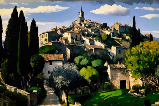 Saint-Paul de Vence, in the style of Paul Cézanne - generative ai