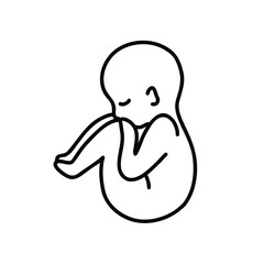 fetus doodle icon, vector color line illustration