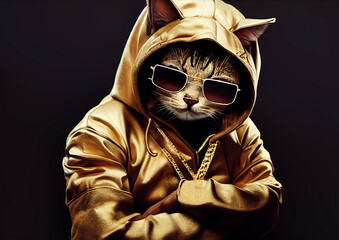 Cool Gangsta cat rapper in sunglasses. sketch art for artist creativity and inspiration. generative AI	
 - obrazy, fototapety, plakaty