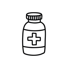 medicine doodle icon, vector color line illustration