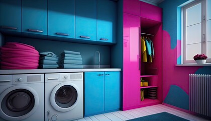 Modern laundry room design, Rose, Grape 