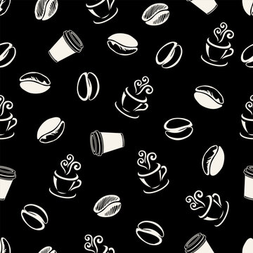 Seamless coffee bean pattern for coffee shop backgrounds, cafe decorations, dining venues and culinary events. for a coffee-themed greeting card. for coffee-themed fabric motifs 