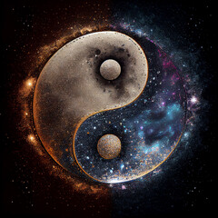 Obraz na płótnie Canvas Yin Yang symbol with night and day