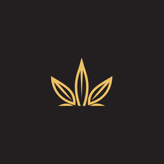 cannabis abstract minimalist gold line logo of a cannabis leaf for your brand.