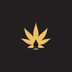 cannabis abstract minimalist gold line logo of a cannabis leaf for your brand.