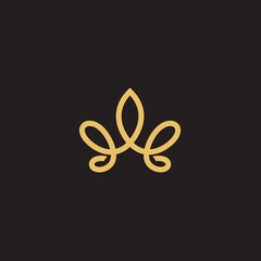 cannabis abstract minimalist gold line logo of a cannabis leaf for your brand.