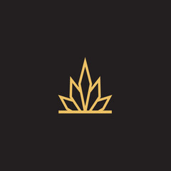 cannabis abstract minimalist gold line logo of a cannabis leaf for your brand.
