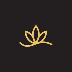 cannabis abstract minimalist gold line logo of a cannabis leaf for your brand.