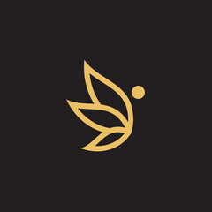 cannabis abstract minimalist gold line logo of a cannabis leaf for your brand.