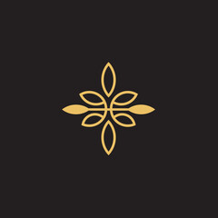 cannabis abstract minimalist gold line logo of a cannabis leaf for your brand.
