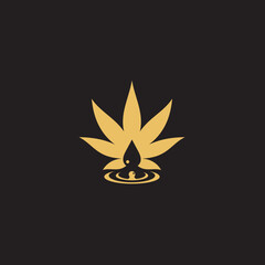 cannabis abstract minimalist gold line logo of a cannabis leaf for your brand.