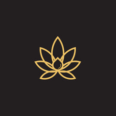 Fototapeta premium cannabis abstract minimalist gold line logo of a cannabis leaf for your brand.