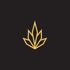 cannabis abstract minimalist gold line logo of a cannabis leaf for your brand.