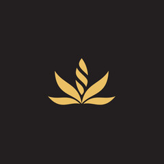 cannabis abstract minimalist gold line logo of a cannabis leaf for your brand.