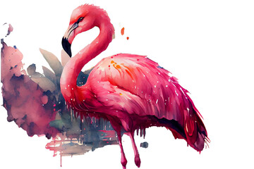 pink flamingo bird on transparent background