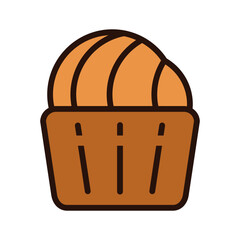 High usage Brown Cute Muffin icon vector illustration template in simple color trendy style. Editable graphic resources for many purposes.